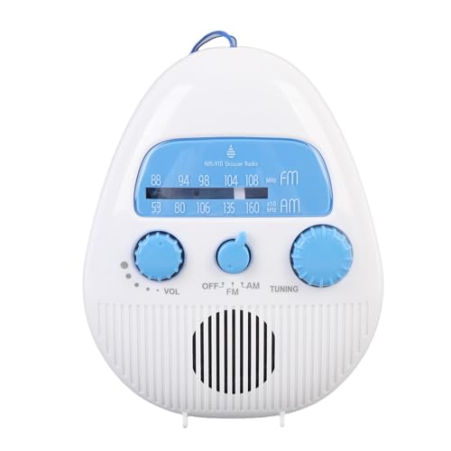 AM/FM-Duschradio mit Integriertem Lautsprecher, Wasserdichtes Badezimmer-Hängeradio mit Drehknopf Zur Einfachen Lautstärkeregelung, Batteriebetriebenes Tragbares Mini-Radio AM/FM-Duschradio mit Integriertem Lautsprecher, Wasserdichtes Badezimmer-Hängeradio mit Drehknopf Zur Einfachen Lautstärkeregelung, Batteriebetriebenes Tragbares Mini-Radio von Goshyda