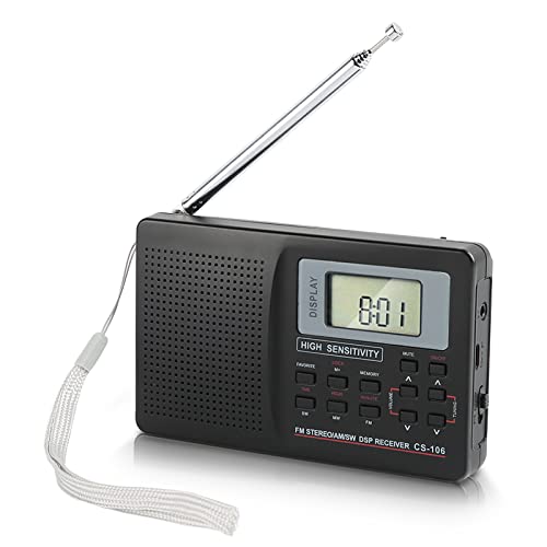 AM FM Radio, Tragbares Digitalradio FM AM SW Sound Digital Tuning Receiver Vollbandradio mit Wecker, Taschenradio für ältere Geschenke, Speicherfunktion, Tasten mit von Goshyda