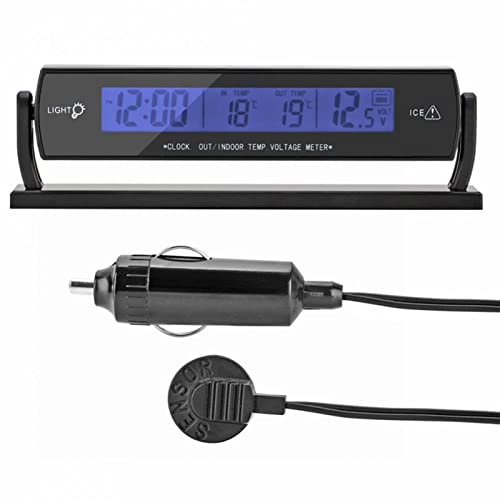 Auto-Auto-Temperatur-Spannungsmonitor, Hohe Genauigkeit Auto-Auto-Temperatur-Spannungsmonitor Digitales LCD-Display Thermometer Voltmeter von Goshyda