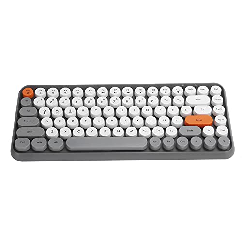 Computertastatur, Bluetooth + Wireless-Modus, 84 Tasten Retro Round Keycap, 7 Farben, Schokoladentaste, Mechanische Tastatur für Gaming-Büromaterial(grau) von Goshyda
