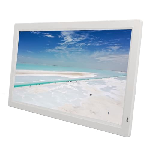 Digitaler Bilderrahmen, 23,6 Zoll 16:9 IPS-Display 1920 X 1080 Smart-Fotorahmen, Video-Sound-Player, Elektronische Werbemaschine (White) von Goshyda
