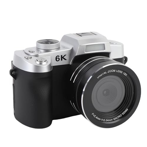 Digitalkamera, 6K 84MP UHD Autofokus -WiFi -Videokamera mit 18 -facher Zoom, 3 in 180 ° Flip -Bildschirm, Eingebaute LED -Fülllicht, für die Reisefotografie (Black) von Goshyda