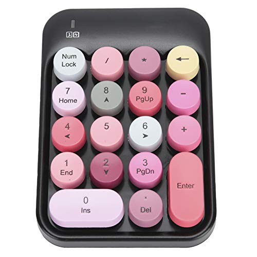Drahtlose Zifferntastatur, AK18 2,4 GHz 18 Tasten Schokoladentastatur USB-Tastatur für Bunte Zahlen Zum Umschalten der Spielrichtung, System für XP / Win7 / Win8 / Win10 / OS X. (buntes Schwarz) von Goshyda