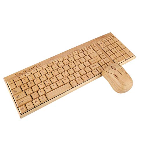 Drahtloses Tastatur- und Mausset, Drahtlose Ultradünne Holztastatur, wasserdichte USB-Mauskammdekoration Antistatische Antistrahlung von Goshyda