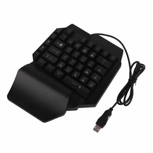Einhändige RGB-Gaming-Tastatur-Maus-Kombination, Tragbare Mechanische USB-Tastatur mit 35 Tasten, LED-Maus mit Konverter, Halbhand-Gaming-Set für Laptop, PC-Gamer von Goshyda