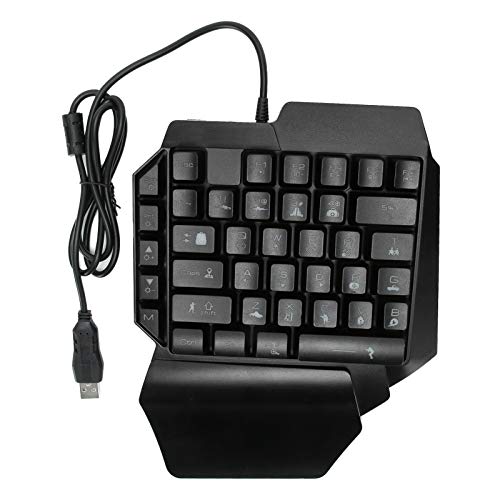Einhand-USB-Kabel-Gaming-Tastatur, ergonomische Tastatur für Gaming 7-Farben-Hintergrundbeleuchtung Computerzubehör 5V(F6 Tastatur) von Goshyda