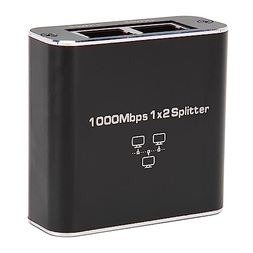 Ethernet-Splitter 1 in 2 Out 1000 Mbit/s, RJ45-Netzwerk-Splitter mit USB-Stromkabel, LED-Anzeige, Internet-Splitter, Beide Netzwerke Kompatibel mit Cat5, Cat5e, Cat6, Cat7 von Goshyda