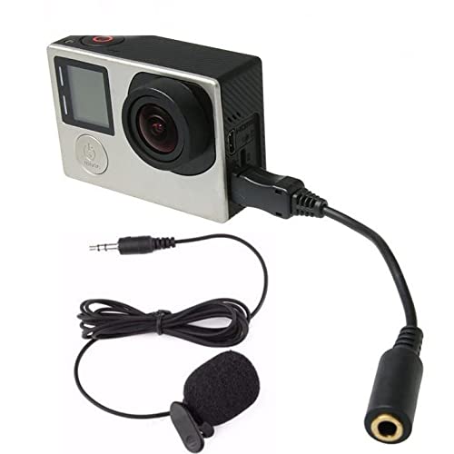 Externes Lavalier-Mikrofon + Adapterkabel-Kit, schwarzes 3,5-mm-Mikrofon mit -Clip-Montage, für GoPro Hero 4/3/3 + von Goshyda