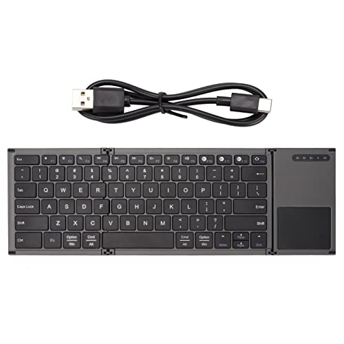 Faltbare Kabellose Tastatur, 78 Tasten, Ultradünne Tastatur mit Touchpad, Zusammenklappbare Computer-Tablet-Tastatur, für Android, für OS X, für Windows, für Geschäftsreisen, Reisen, Büro, Haushalt von Goshyda