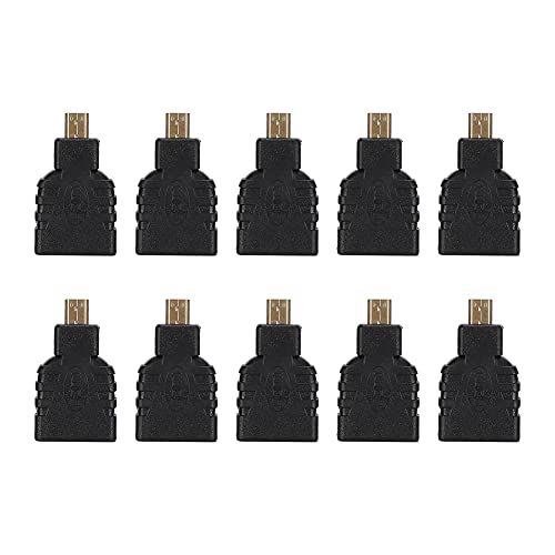 Goshyda 10 Stück Micro HDMI zu HDMI Adapter, 10 Stück Schwarz 1080P Micro HDMI zu HDMI Anschluss Adapter mit Langer Lebensdauer für Raspberry Pi 4B von Goshyda