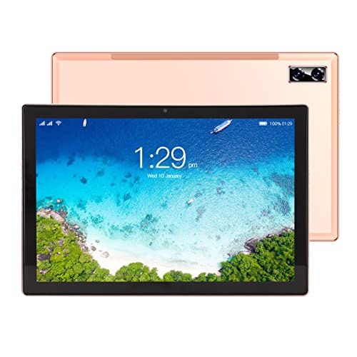 Goshyda 10-Zoll-Tablet, 5-Punkt-Touchscreen mit Einer Auflösung von 1280 X 800, 4 G RAM 64 GB ROM, Unterstützung für 2,4 G 5 G WiFi/4 G Net/BT/GPS, PC-Tablet für Android 10(Gold) von Goshyda