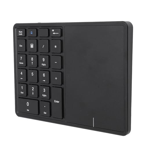 Goshyda 22 Tasten Kabelloser Ziffernblock, Bluetooth 4.2 2,4 G Kabelloser Nummernblock mit Touchpad, Tragbare Finanzbuchhaltungs-Nummerntastatur, für Laptop, PC, Desktop, Notebook (Black) von Goshyda