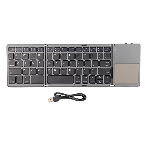 Goshyda 3 Klappbare Tastatur mit Touchpad, 63 Tasten Bluetooth 3.0 10 M Arbeitsabstand Tragbare Drahtlose Tastatur für Smartphone Tablet Laptop(Dunkelgrau) von Goshyda