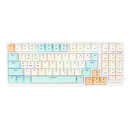 Goshyda 60% Kabellose Mechanische Tastatur, 68 Tasten Bluetooth5.1/2.4G/Type C Hot-Swap-fähige Mechanische Gaming-Tastatur mit DREI Modi und RGB-Hintergrundbeleuchtung, für Windows OS X (Weiss) von Goshyda