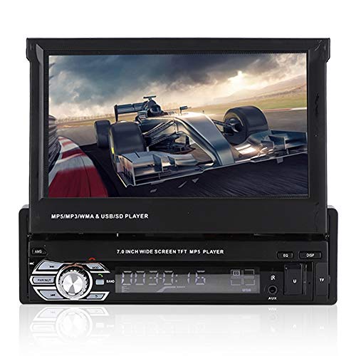 Goshyda 7-Zoll-Autoradio-Single-Din, Bluetooth-Teleskop-Multimedia-Radio-Player MP4 MP5 mit einziehbarem Touchscreen, Support-U-Disk, Mobile Festplatte usw. von Goshyda