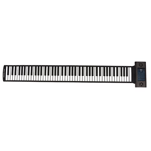 Goshyda 88 Tasten Roll-Up-Klaviertastatur, 28 Töne 128 Rhythmen 14 Demo-Songs, Bluetooth-MIDI-Funktion LED-Digitalröhrenanzeige, Faltbares Tragbares E-Piano für Anfänger(Schwarz) von Goshyda
