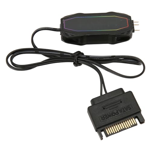 Goshyda -ARGB-PC-Lüfter-Controller, 5 V, 3-poliges -Netzteil, Selbstanpassende Geschwindigkeit, Helligkeit, Y-Adapterkabel, EIN-Knopf-Umschaltung für Computergehäuse, von Goshyda