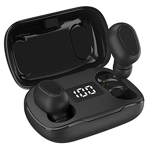 Goshyda Bluetooth-Kopfhörer, Digitalanzeige Drahtloser Bluetooth-Stereo-Sound 5.0-Kopfhörer, In-Ear-Geräuschreduzierung mit -Ladebox für Outdoor-Sportarten(schwarz) von Goshyda