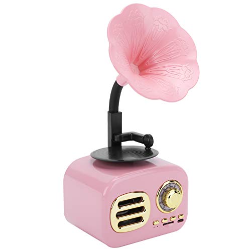 Goshyda Bluetooth-Lautsprecher, tragbarer -Phonograph Vintage Retro-Bluetooth-Lautsprecher, Metall-Multifunktions-USB-Lautsprecherbox-Ausrüstung für Geschenk(Rosa) von Goshyda