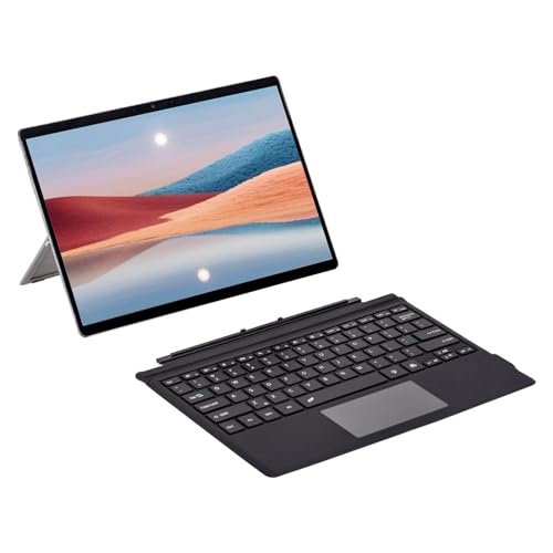 Goshyda Bluetooth-Tastatur, Magnetische Kabellose BT5.0-Ultra-Slim-Tablet-Tastatur mit Multi-Touchpad, Bunte Hintergrundbeleuchtung, 450-mAh-Akku, für Pro 3 4 5 6 7 (Black) von Goshyda