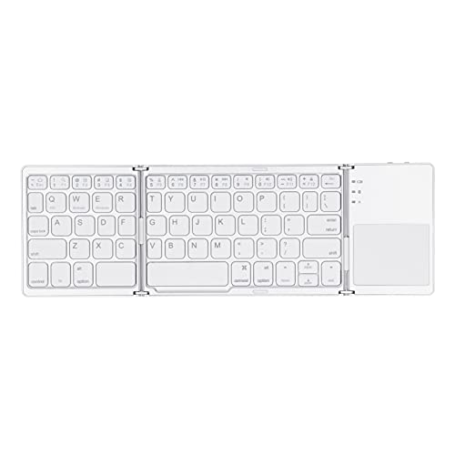 Goshyda Bluetooth-Tastatur, Tragbare Faltbare Drahtlose Bluetooth-Tastatur Dual-Mode Bluetooth 3.0 Wiederaufladbare Fingerbretttastatur mit TouchPad für Laptop(White) von Goshyda