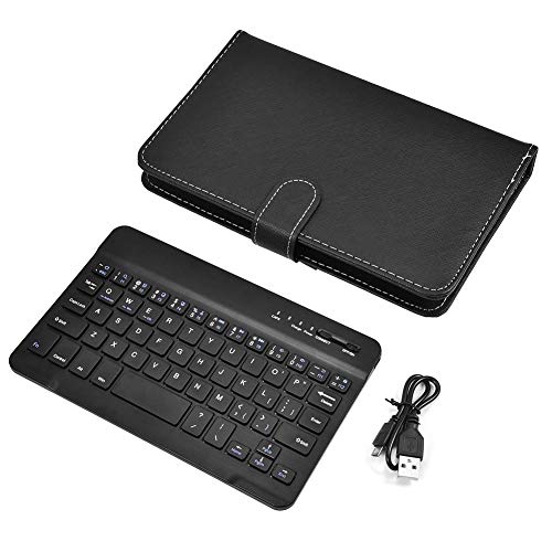 Goshyda Bluetooth-Tastatur, Universelle Bluetooth-PU-Ledertastatur, Flip-Case-Abdeckung, Drahtlose Tastatur mit Ständer für IOS- / Android-Telefone(schwarz) von Goshyda