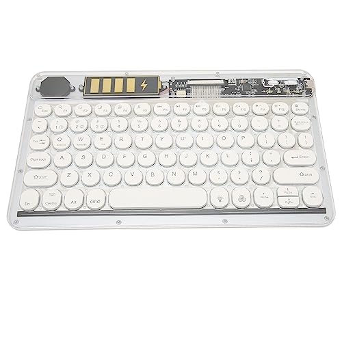 Goshyda Bluetooth-Tastatur mit Digitalanzeige, Wiederaufladbare Kabellose Multi-Geräte-Tastatur für PC, Tablet, Telefon, Computer, Bunte Hintergrundbeleuchtung, für Android, für Windows, von Goshyda