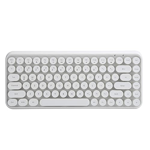 Goshyda Computertastatur, Bluetooth + Wireless-Modus, 84 Tasten Retro Round Keycap, 7 Farben, Schokoladentaste, Mechanische Tastatur für Gaming-Büromaterial(Weiß) von Goshyda