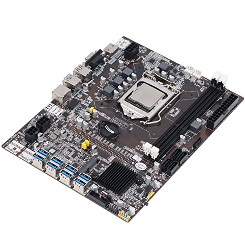 Goshyda DDR3-Miner-Motherboard LGA 1155, 8 USB3.0, 3-Phasen-Netzteil, B75-Miner-Motherboard mit Dual-Core-CPU, Unterstützt ETH- und BTC-Mining von Goshyda