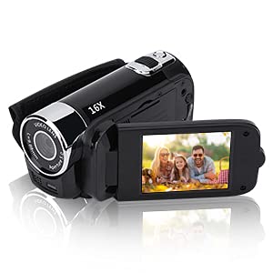 Goshyda Digitaler Camcorder, tragbar 2,7 Zoll 270 ° Drehung 16-fache Digitalzoom-Video-DV-Kamera für den Heimgebrauch/Reisen(Schwarz) von Goshyda