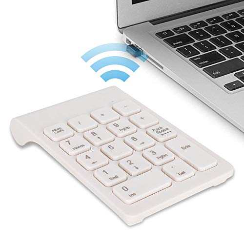 Goshyda Drahtlose Zehnertastatur, 2.4G USB Ergonomische Tastatur mit Ziffernzahl und 150 mAh Akkukapazität für Laptop Notebook Desktop PC Computer(Weiß) von Goshyda