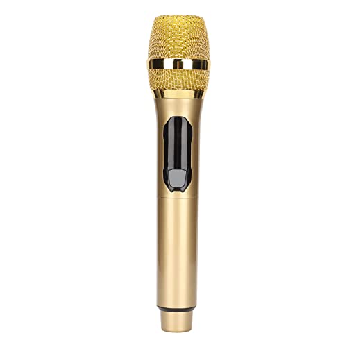Goshyda Drahtloses Mikrofon, Kabelloses Karaoke-Bluetooth-Handmikrofonsystem, mit Intelligenter LED-Bildschirmanzeige, Stabiles Signal, für Heimkonferenzen Im Freien, für Phone Pad TV(Gold) von Goshyda