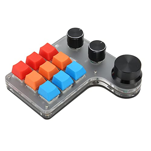 Goshyda Einhändige Makromechanische Tastatur, 9 Tasten, 3 Knöpfe, RGB-Licht, Dual-Modus-Verbindung, Programmierbare Tastatur für Office-Gaming-Musik von Goshyda