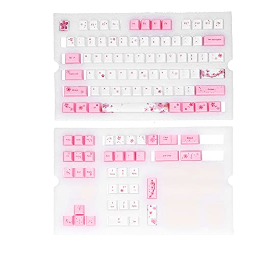 Goshyda Englische PBT-Tastenkappen, 113 Tasten Universal-Tastenkappen für Mechanische Tastatur, Ergonomische Dye-Sublimation-Tastenkappen, Rosa von Goshyda