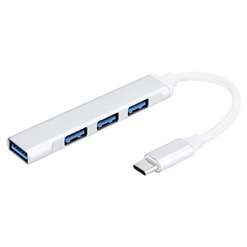 Goshyda Extender Dock Adapter Typ C auf 4-Port USB 3.0 Hub Langlebiges Erweiterungsdock Kompakte Größe Lange Lebensdauer (Silber) von Goshyda