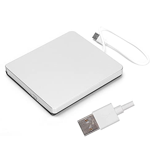 Goshyda Externes DVD-Laufwerk, Tragbarer USB2.0-DVD-Player für Windows XP/ Wind10/ Vista/7/Linux/OS X, Plug and Play (Silber) von Goshyda