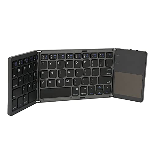 Goshyda Faltbare Bluetooth-Tastatur, 63 Tasten, Kabellose BT-Tastatur Im Taschenformat mit Empfindlichem Touchpad, Tragbare Wiederaufladbare Reisetastatur für Tablet-Laptops von Goshyda