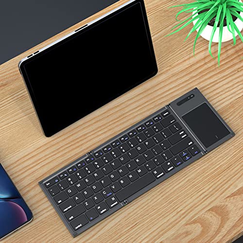 Goshyda Faltbare Bluetooth-Tastatur, Tragbare Kabellose Tastatur mit Touchpad, 78 Tasten, Wiederaufladbar, Faltbare Reisetastatur in Voller Größe für Tablet, Laptop von Goshyda