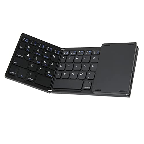 Goshyda Faltbare Bluetooth-Tastatur mit Touchpad, Wiederaufladbare Tragbare BT-Tastatur Im Taschenformat, Unterstützt 3 Geräte, Kabellose Faltbare Reisetastatur für Tablet-Laptop von Goshyda