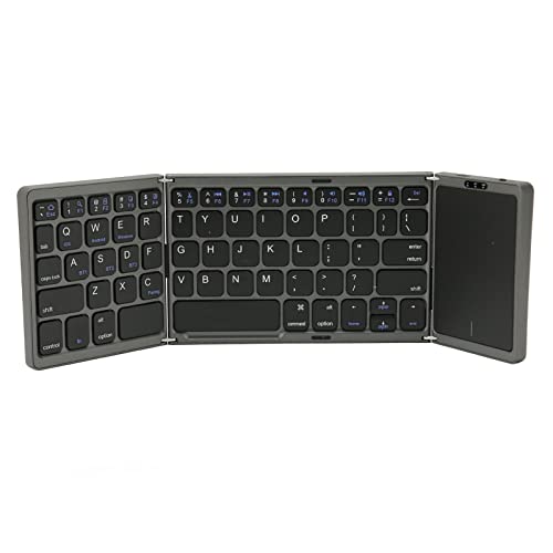 Goshyda Faltbare -Tastatur, Tragbare Drahtlose 3-Fach Gefaltete Touchpad-Magnettastatur, B089T Wiederaufladbare Typ C Ultra Slim-Falttastatur, für Smartphone, Tablet, Laptop (Grau) von Goshyda