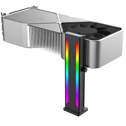 Goshyda GPU-Halterung, Magnetische Basis-Grafikkarte, GPU-Halterung mit ARGB-LED-Regenbogen-Lichtleiste, Verschiebbare Anpassung, für Desktop-Grafikkarte (Schwarz) von Goshyda