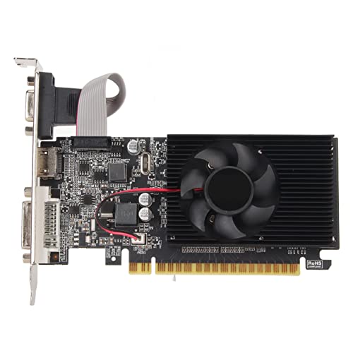 Goshyda GT610 1G Gaming-Grafikkarte, 1 GB DDR3 64-Bit, Separate PC-Grafikkarte, 810 MHz, 1800 MHz, PCI Express 2.0 X 16, DVI VGA HDMI, mit Stummgeschaltetem Lüfter von Goshyda