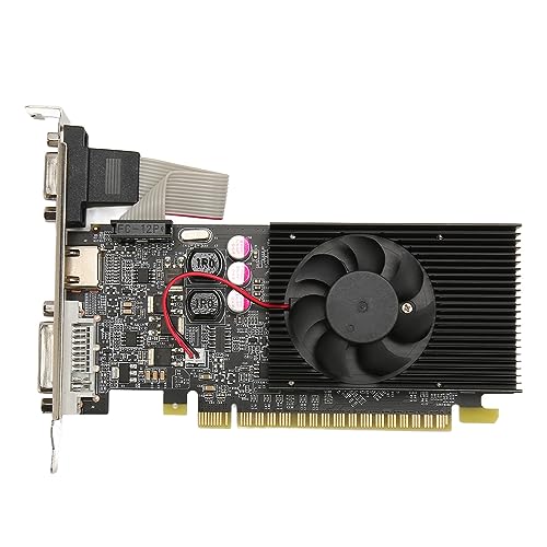 Goshyda Gaming-Grafikkarte, GF119 1G DDR3 64bit 500 MHz 266 MHz PCI Express X16 2.0 HDMI DVI VGA, Computer-Grafikkarte mit Einzelnem Lüfter von Goshyda