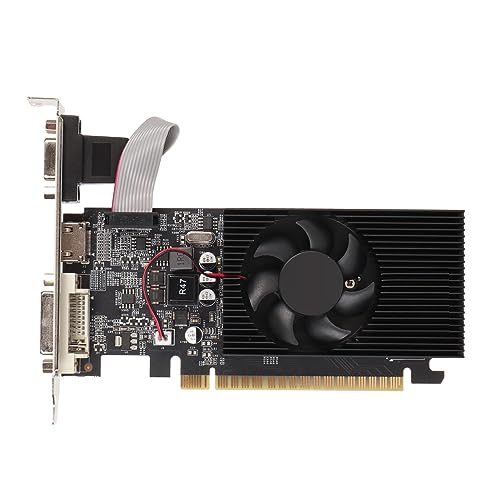 Goshyda Gaming-Grafikkarte, GT610 2 GB GDDR3 64 Bit 810 MHz 600 MHz DVI VGA HDMI PCI Express 2.0, Computer-Grafikkarte mit Einzelnem Lüfter von Goshyda