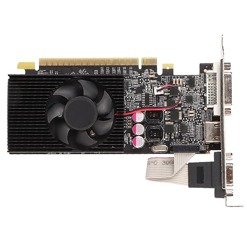 Goshyda Gaming-Grafikkarte, GT730 2 GB GDDR3 64 Bit 810 MH 1300 MHz DVI VGA HDMI PCI Express 2.0 16X-Steckplatz, Computer-Grafikkarte mit Einzelnem Lüfter (GT730 2 GB GDDR3) von Goshyda