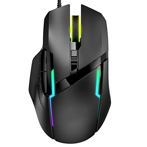 Goshyda Gaming-Maus, RGB 6 Einstellbare DPI, Einfache Steuerung, Plug-and-Play, 7 Programmierbare Tasten, Kabelgebundene Mäuse, für Gaming-Lernarbeiten, für Windows-Systeme von Goshyda