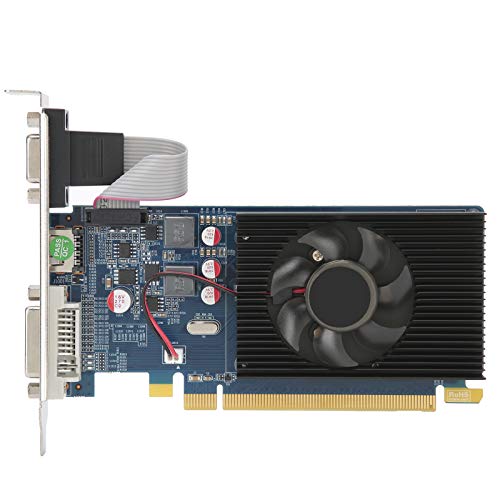 Goshyda HD6450 2 GB DDR3 64-Bit-Grafikkarte, HDMI, DVI, VGA, PC-Grafikkarte, Desktop-Computer-GPU, PCI Express 3.0, mit Lüfter, Unterstützung für DirectX 11 von Goshyda