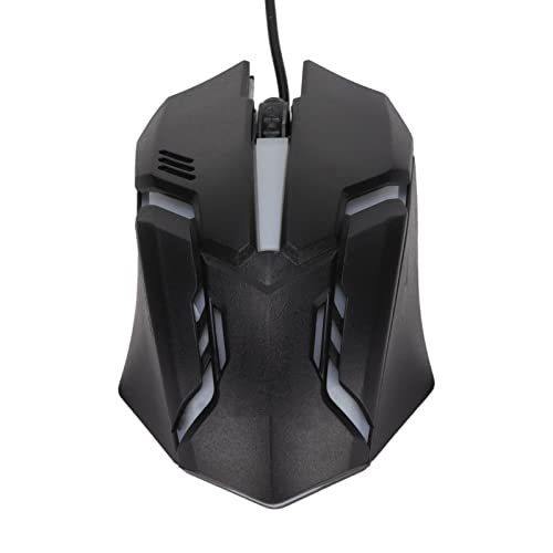 Goshyda Kabelgebundene Gaming-Maus, 1200 DPI 3D-Scrollrad Ergonomische RGB-leuchtende Atemlicht-USB-Computermaus für Win10, für Win 8, für Win 7(Schwarz) von Goshyda