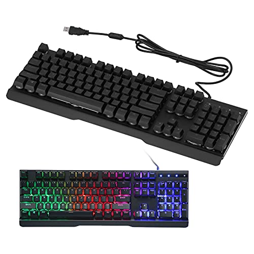 Goshyda Kabelgebundene Mechanische Tastatur, Tragbare USB-Gaming-Tastatur mit 104 Tasten, Plug-and-Play, Kompatibel mit Mehreren Systemen, für Desktops, Laptops von Goshyda