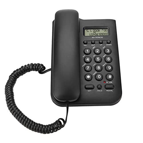 Goshyda Kabelgebundenes Telefon, KX-T076 FSK/DTMF Festnetz-Festnetz-Wandtelefon mit Zwei Systemen für zu Hause/Hotel/Büro(Schwarz) von Goshyda